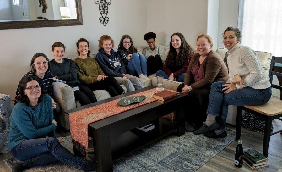 Students sitting on a couch